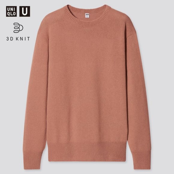 Uniqlo U 3D Crew Neck Long-Sleeve Sweater, Olive / Orange, US M - Picture 3 of 5